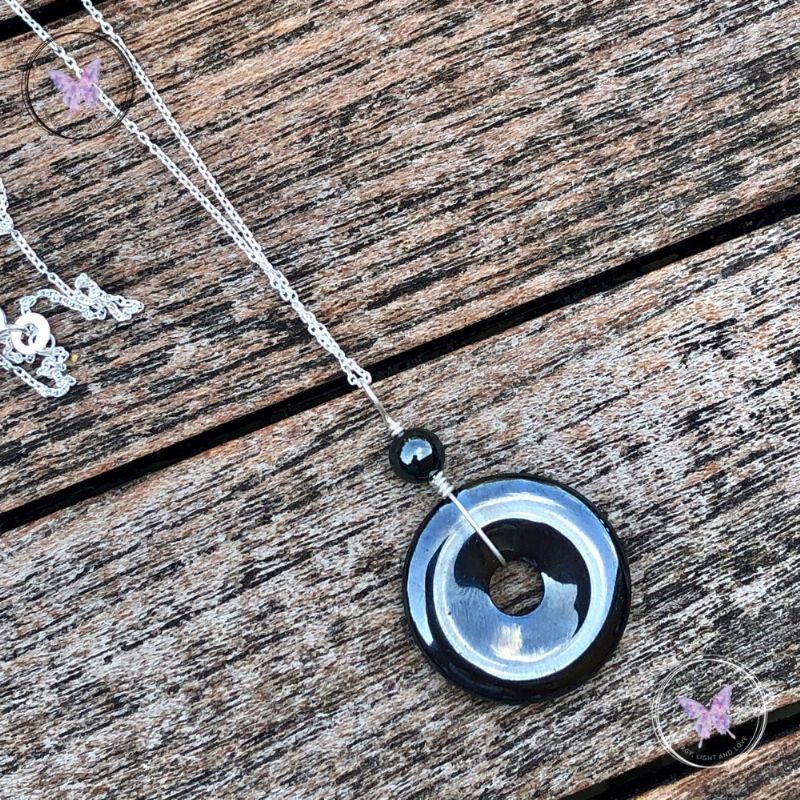 Hematite Pi Stone Donut Pendant